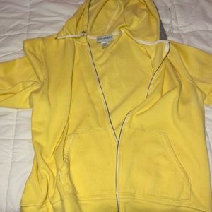 Oversized bright yellow sweatshirt